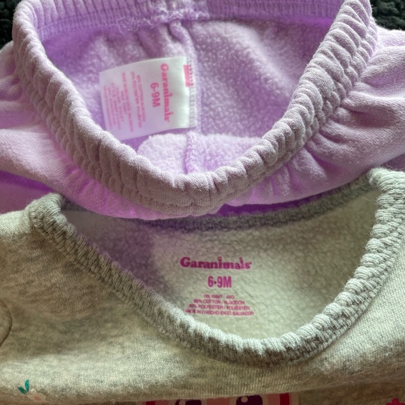 Baby Girls Gray Sweatshirt with Owls w/ purple sweatpants | 6-9 months - Picture 5 of 7